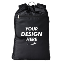 BAGedge Getaway Cinchback Travel Backpack, Black, Front view, Mockup