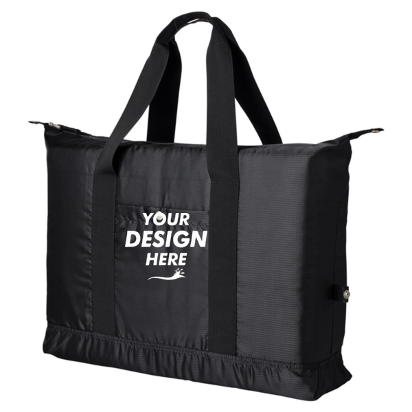 BAGedge Getaway Duffel, Black, Front view, Mockup