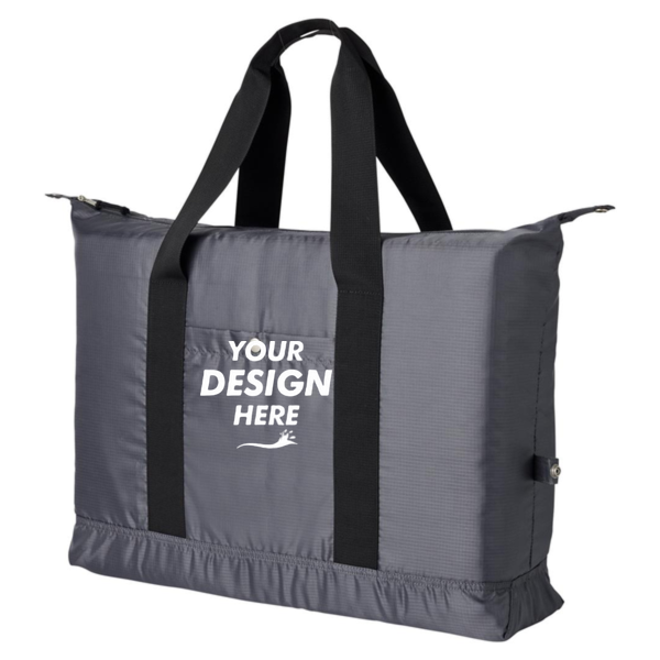BAGedge Getaway Duffel, Grey, Front view, Mockup