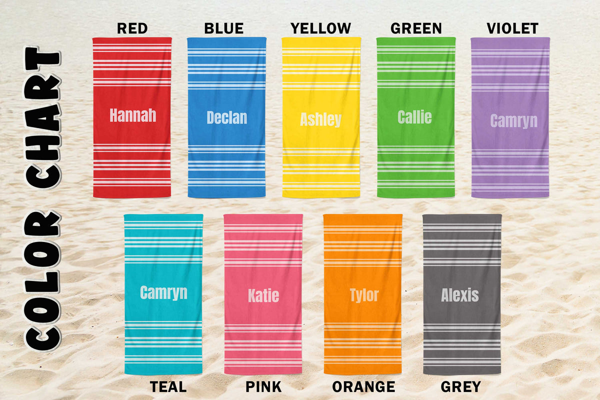 Personalized Striped Beach Towel, Standard,Premium