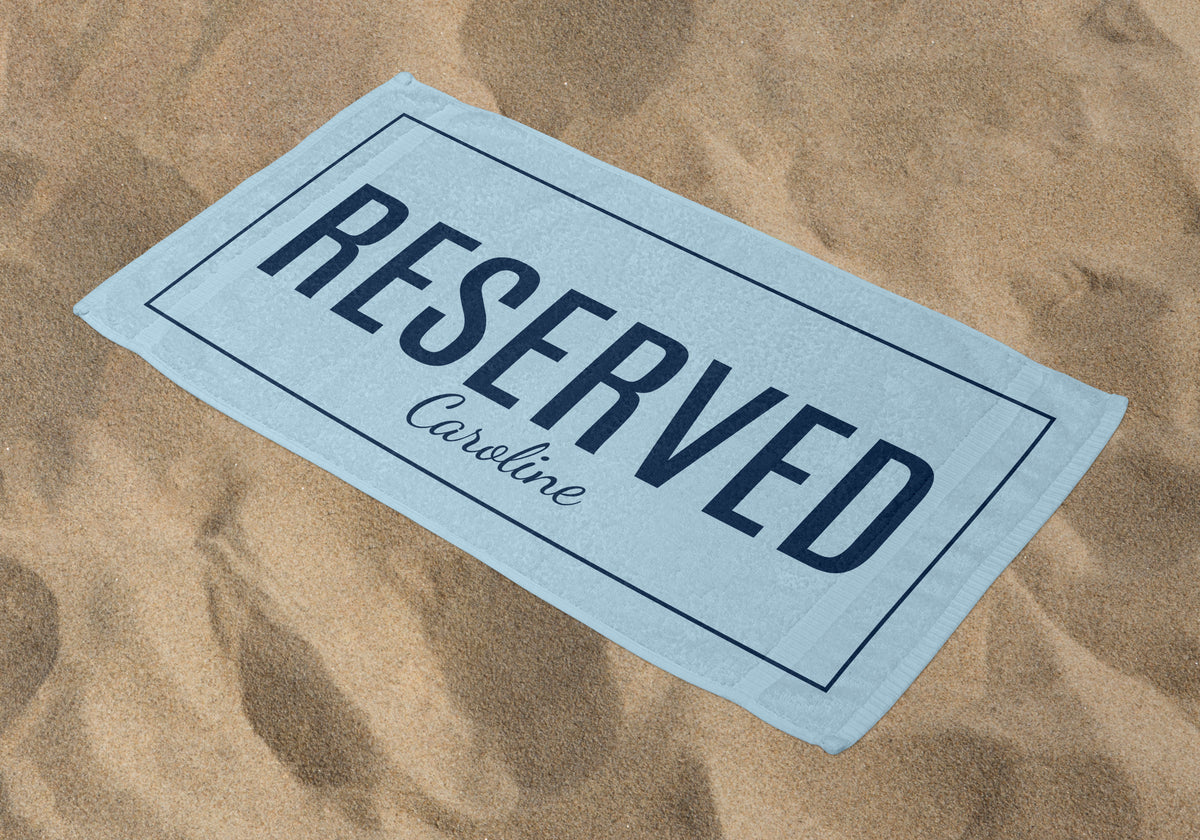 Personalized Reserved Beach Towel, Babyblue Standart Beach Towel, Babyblue Premium Beach Towel