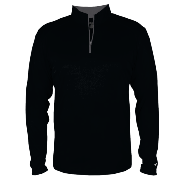 Badger Men's B-Core Quarter-Zip Pullover, Black / Graphite, Front view
