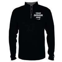 Badger Men's B-Core Quarter-Zip Pullover, Black / Graphite, Front view, Mockup