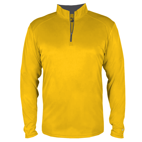 Badger Men's B-Core Quarter-Zip Pullover, Gold / Graphite, Front view