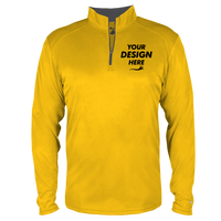 Badger Men's B-Core Quarter-Zip Pullover, Gold / Graphite, Front view, Mockup