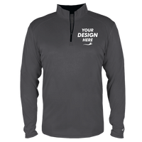 Badger Men's B-Core Quarter-Zip Pullover, Graphite / Black, Front view, Mockup