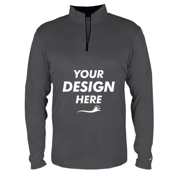 Badger Men's B-Core Quarter-Zip Pullover, Graphite / Black, Front view, Mockup