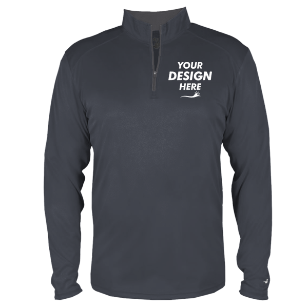 Badger Men's B-Core Quarter-Zip Pullover, Navy / Graphite, Front view, Mockup
