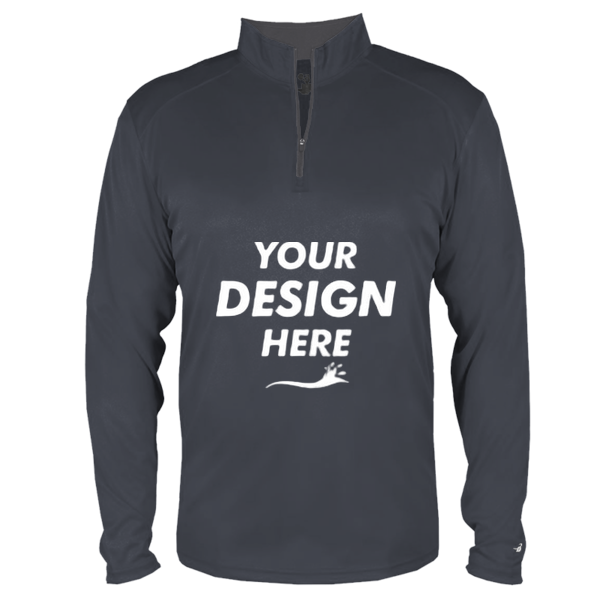 Badger Men's B-Core Quarter-Zip Pullover, Navy / Graphite, Front view, Mockup