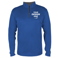 Badger Men's B-Core Quarter-Zip Pullover, Royal / Graphite, Front view, Mockup