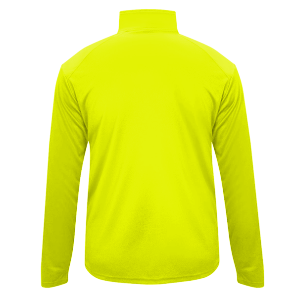 Badger Men's B-Core Quarter-Zip Pullover, Safety Yellow Green / Graphite, Back view