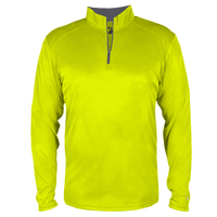 Badger Men's B-Core Quarter-Zip Pullover, Safety Yellow Green / Graphite, Front view