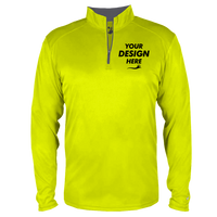 Badger Men's B-Core Quarter-Zip Pullover, Safety Yellow Green / Graphite, Front view, Mockup