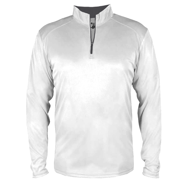 Badger Men's B-Core Quarter-Zip Pullover, White / Graphite, Front view