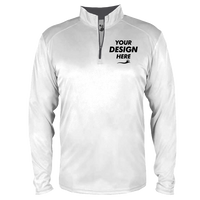 Badger Men's B-Core Quarter-Zip Pullover, White / Graphite, Front view, Mockup