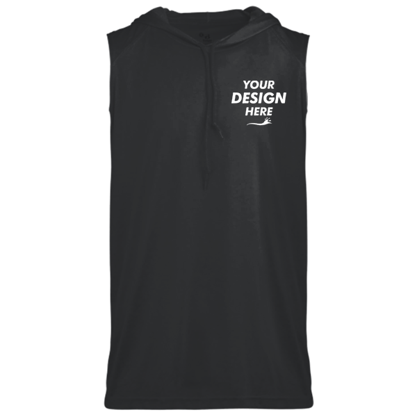 Badger Men's B-Core Sleeveless Hooded T-Shirt, Black, Front view, Mockup