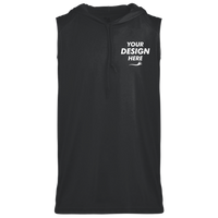 Badger Men's B-Core Sleeveless Hooded T-Shirt, Black, Front view, Mockup
