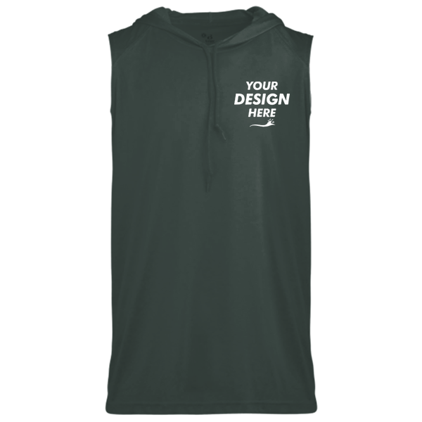 Badger Men's B-Core Sleeveless Hooded T-Shirt, Forest, Front view, Mockup