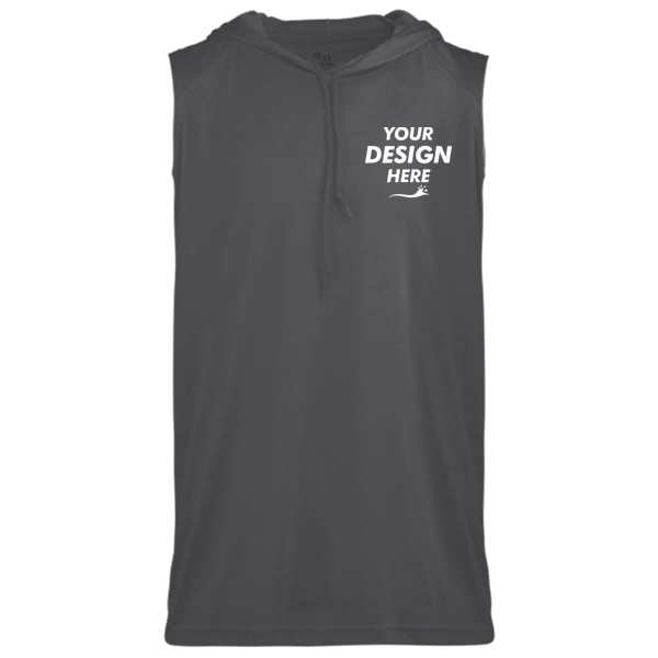 Badger Men's B-Core Sleeveless Hooded T-Shirt, Graphite, Front view, Mockup