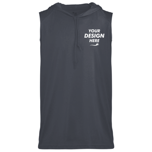 Badger Men's B-Core Sleeveless Hooded T-Shirt, Navy, Front view, Mockup