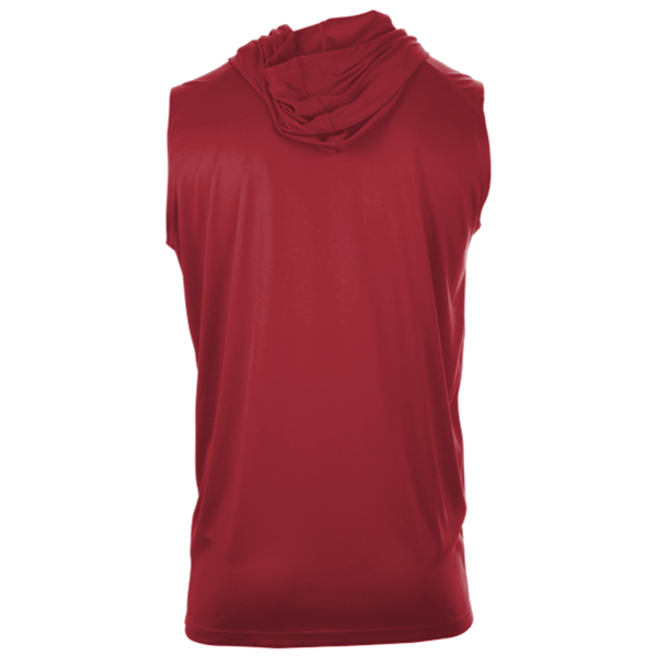 Badger Men's B-Core Sleeveless Hooded T-Shirt, Red, Back view
