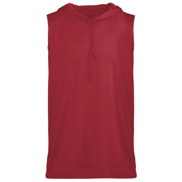 Badger Men's B-Core Sleeveless Hooded T-Shirt, Red, Front view