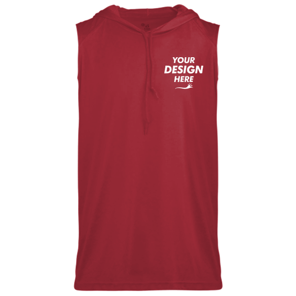 Badger Men's B-Core Sleeveless Hooded T-Shirt, Red, Front view, Mockup