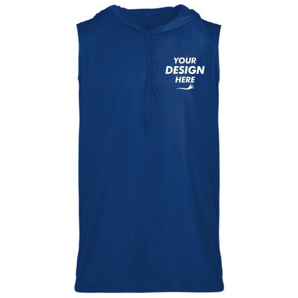 Badger Men's B-Core Sleeveless Hooded T-Shirt, Royal, Front view, Mockup