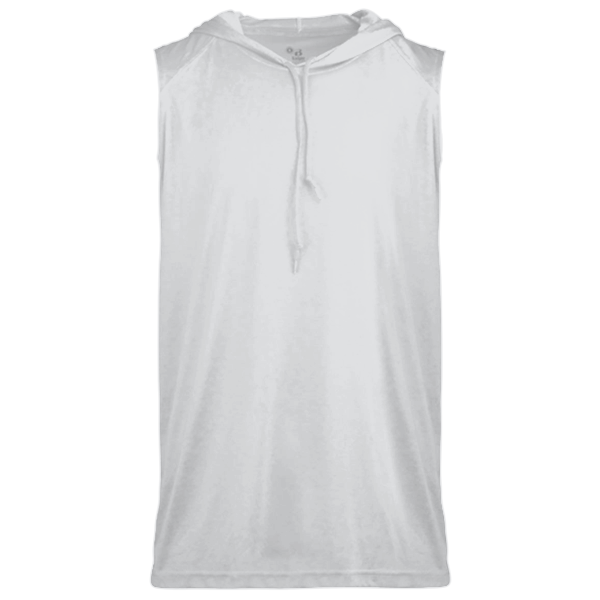 Badger Men's B-Core Sleeveless Hooded T-Shirt, White, Front view