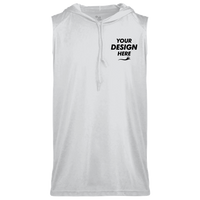 Badger Men's B-Core Sleeveless Hooded T-Shirt, White, Front view, Mockup
