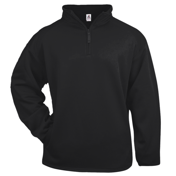 Badger Men's Performance Quarter-Zip Pullover, Black, Front view