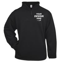 Badger Men's Performance Quarter-Zip Pullover, Black, Front view, Mockup