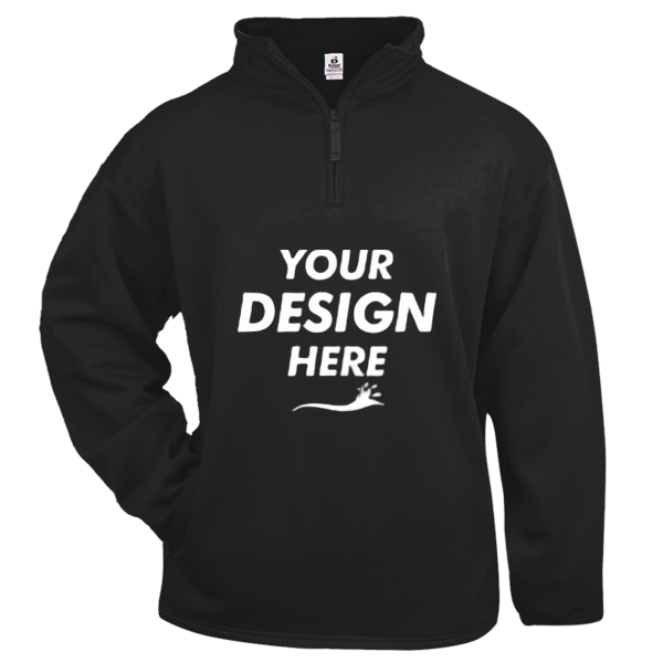 Badger Men's Performance Quarter-Zip Pullover, Black, Front view, Mockup