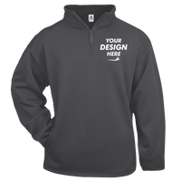 Badger Men's Performance Quarter-Zip Pullover, Graphite, Front view, Mockup