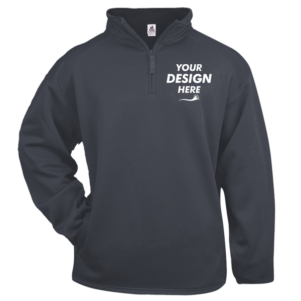 Badger Men's Performance Quarter-Zip Pullover, Navy, Front view, Mockup