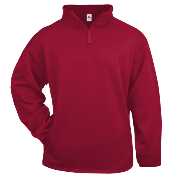 Badger Men's Performance Quarter-Zip Pullover, Red, Front view