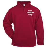 Badger Men's Performance Quarter-Zip Pullover, Red, Front view, Mockup