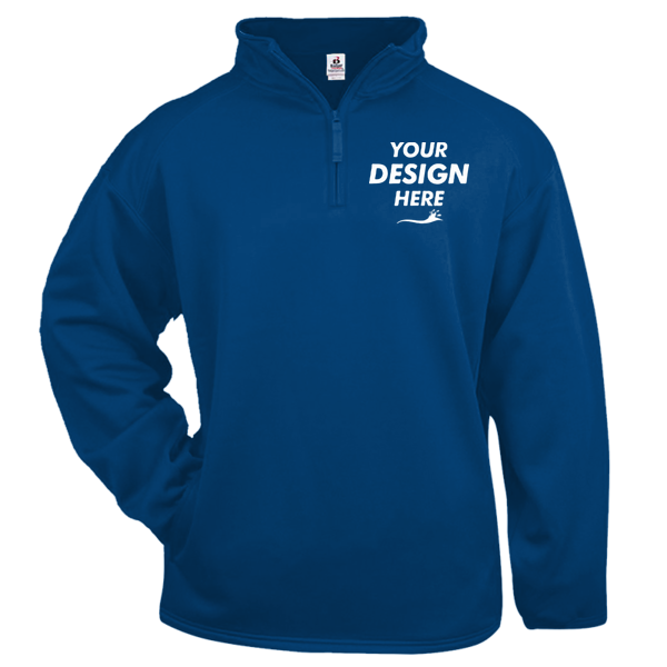 Badger Men's Performance Quarter-Zip Pullover, Royal, Front view, Mockup