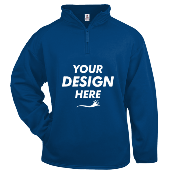 Badger Men's Performance Quarter-Zip Pullover, Royal, Front view, Mockup