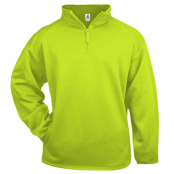 Badger Men's Performance Quarter-Zip Pullover, Safety Yellow, Front view