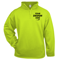 Badger Men's Performance Quarter-Zip Pullover, Safety Yellow, Front view, Mockup