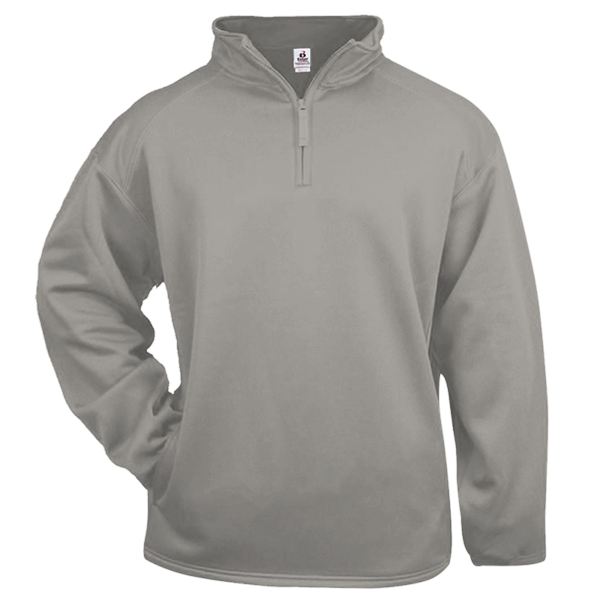Badger Men's Performance Quarter-Zip Pullover, Silver, Front view