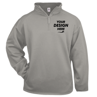 Badger Men's Performance Quarter-Zip Pullover, Silver, Front view, Mockup