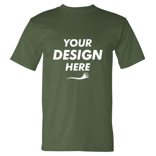 Bayside USA-Made Heavyweight T-Shirt, Army, Front view, Mockup