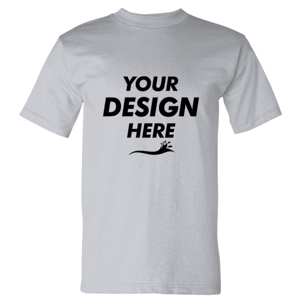 Bayside USA-Made Heavyweight T-Shirt, Ash, Front view, Mockup