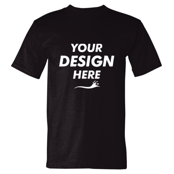 Bayside USA-Made Heavyweight T-Shirt, Black, Front view, Mockup