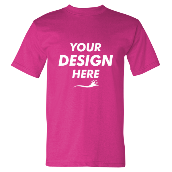 Bayside USA-Made Heavyweight T-Shirt, Bright Pink, Front view, Mockup