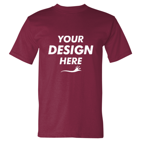 Bayside USA-Made Heavyweight T-Shirt, Burgundy, Front view, Mockup