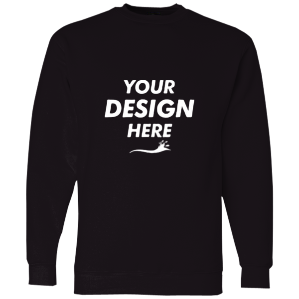 Bayside Unisex USA-Made Crewneck Sweatshirt, Black, Front view, Mockup