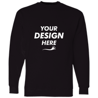 Bayside Unisex USA-Made Crewneck Sweatshirt, Black, Front view, Mockup